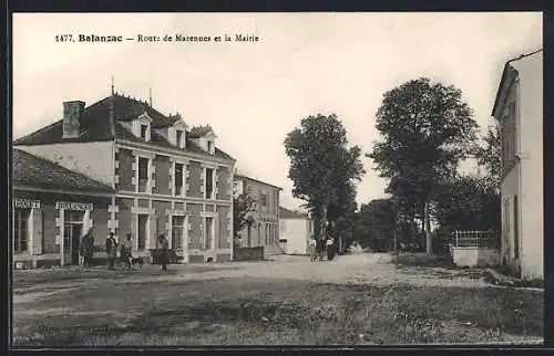 AK Balanzac, Route de Marennes et la Mairie