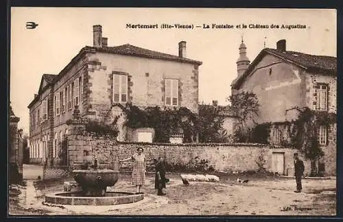 AK Mortemart /Hte-Vienne, La Fontaine et le Château des Augustins