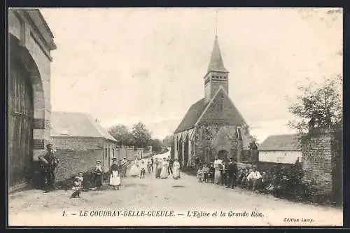 AK Le Coudray-Belle-Gueule, L`Eglise et la Grande Rue