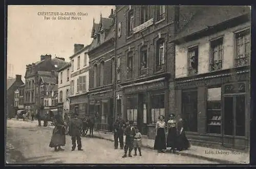 AK Crèvecoeur-le-Grand /Oise, Rue du Générale Moret, Strassenpartie