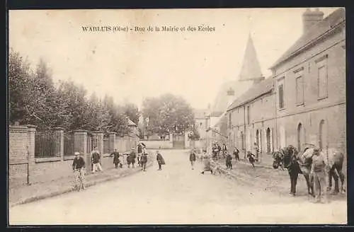 AK Warluis, Rue de la Mairie et des Ecoles, Strassenpartie