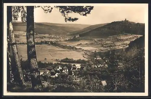 AK Hainstadt / Odenwald, Blick vom Berg auf den Ort