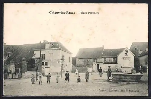 AK Chigny-les-Roses, Place Pommery, Ortspartie