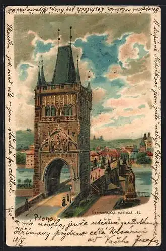 Lithographie Prag / Praha, Staromestská mostecká