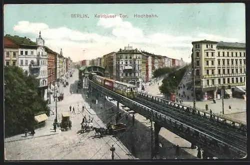 AK Berlin-Kreuzberg, Kottbusser Tor, Hochbahn aus der Vogelschau