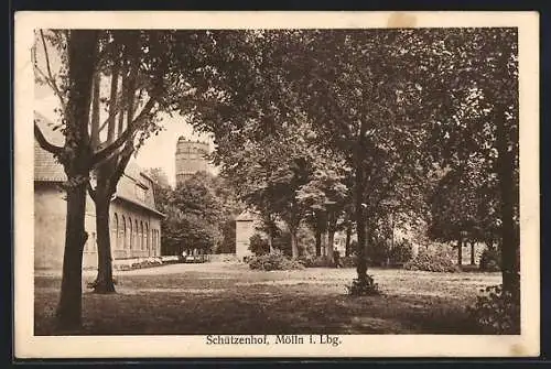 AK Mölln i. Lbg., Gaststätte Schützenhof, Parkansicht mit Turm