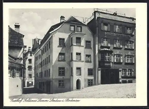 AK Lindau i. Bodensee, Blick auf den Gasthof Goldenes Lamm