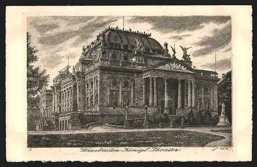 Künstler-AK Wiesbaden, Königliches Theater