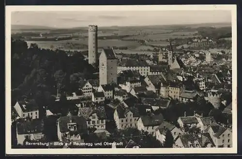 AK Ravensburg, Blick auf Rauenegg und Oberstadt