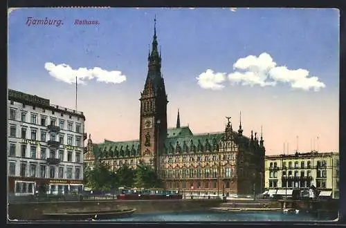 AK Hamburg, Rathaus und Hotel Moser