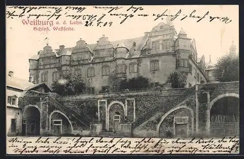 AK Weilburg a. d. Lahn, Schloss, Westseite mit Toren