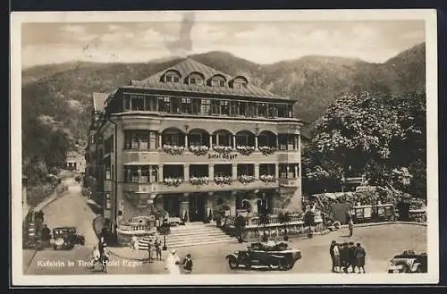 AK Kufstein, Hotel Egger, Oldtimer