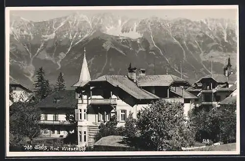 AK Igls, Hotel Wiesenhof gegen die Berge