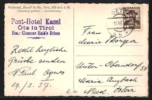 AK Oetz, Post-Hotel Kassl