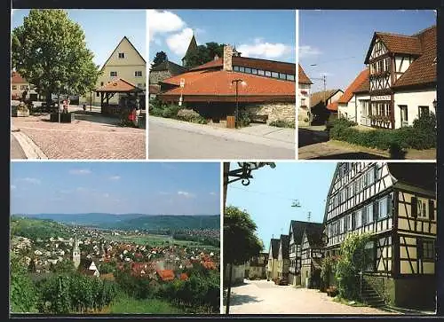 AK Remshalden, alte Fachwerkhäuser, Marktplatz und Ortsansicht