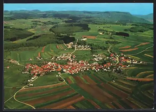 AK Upfingen bei Urach, Ortsansicht vom Flugzeug aus