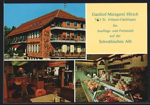 AK St. Johann-Gächingen /Schwäbische Alb, Gasthof-Metzgerei Hirsch