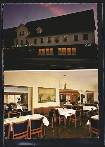 AK Gammertingen /Schwäbische Alb, Hotel Post von Konrad Baur, Aussenansicht und Essenssaal