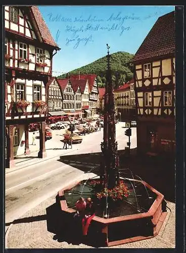 AK Urach / Württbg., Marktplatz mit Brunnen