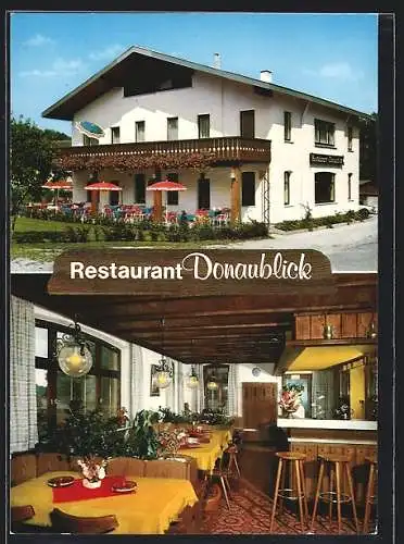 AK Scheer /Donau, Restaurant Donaublick von H. Will, Aussenansicht und Gastraum