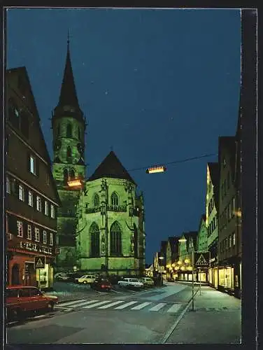 AK Schorndorf /Württ., Gottlieb-Daimler-Strasse mit Ev. Stadtkirche