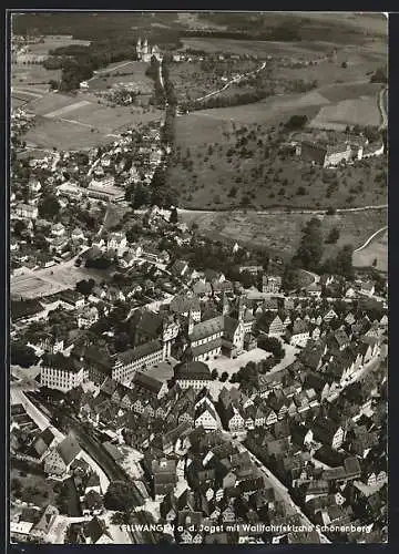 AK Ellwangen, Totalansicht mit Schloss & Wallfahrtskirche Schönenberg