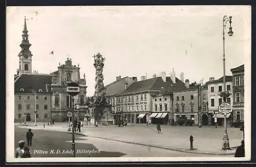 AK St. Pölten, Platz, Molkerei und Denkmal