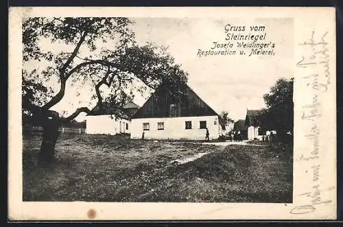 AK St. Andrä-Wördern, Steinriegel, Josefa Weidlinger`s Restaurant und Meierei