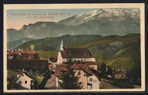 AK St. Corona am Wechsel, Teilansicht mit Blick auf den Schneeberg