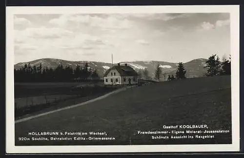 AK Hollabrunn b. Feistritz, Gasthof Koglbauer mit Bergpanorama