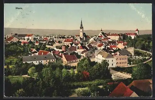 AK Horn, Totalansicht mit Anlagen und Brücke aus der Vogelschau