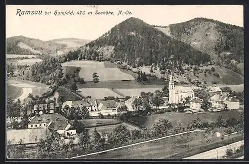 AK Ramsau bei Hainfeld, Ortspartie mit Kirche