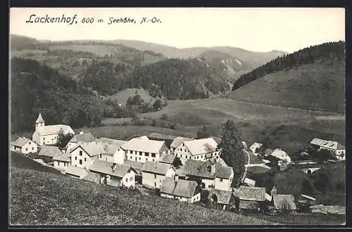 AK Lackenhof am Ötscher, Ortsansicht mit Bergpanorama