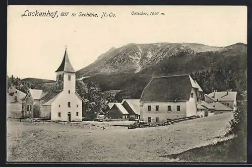 AK Lackenhof am Ötscher, Ortsansicht mit Kirche und Oetscher