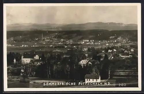 AK Pottschach /N.-D., Ortsansicht mit Blick über die Umgebung