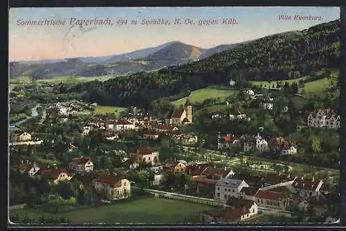 AK Payerbach, Ortsansicht mit Kü und Villa Kuenburg