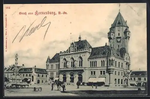 AK Korneuburg, Rathaus mit Dreifaltigkeitssäule