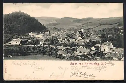 AK Kirchschlag /N.-Oe., Teilansicht mit Kirche