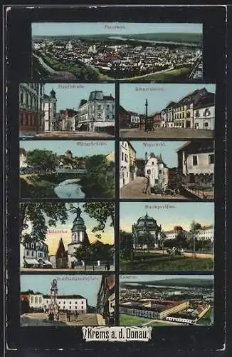 AK Krems an der Donau, Dinstlstrasse, Wegscheid, Wienerbrücke, Kaserne, Panorama