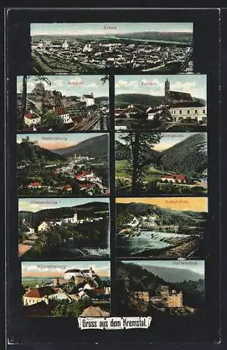 AK Krems /Donau, Totalansicht, Rehberg, Senftenberg u. Hohenstein