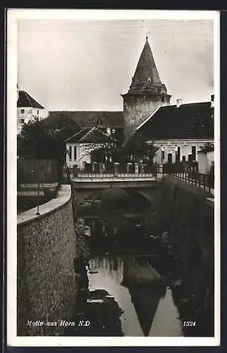 AK Horn, Partie am Graben mit Brücke