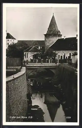 AK Horn, Partie am Graben mit Brücke