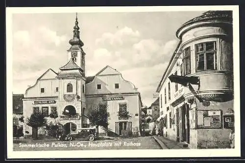 AK Pulkau, Hauptplatz mit Rathaus