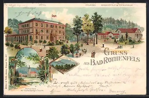 Lithographie Bad Rothenfels, Kurhaus, Ortsansicht