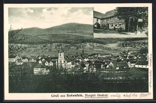 AK Rotenfels /Murgtal, Gasthaus zum Salmen H. Becherer, Gesamtansicht mit Umgebung aus der Vogelschau