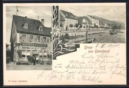 AK Gernsbach, Gasthaus zum Löwen, Totalansicht