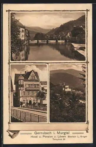 AK Gernsbach, Hotel & Pension zum Löwen, Bes. L. Singer