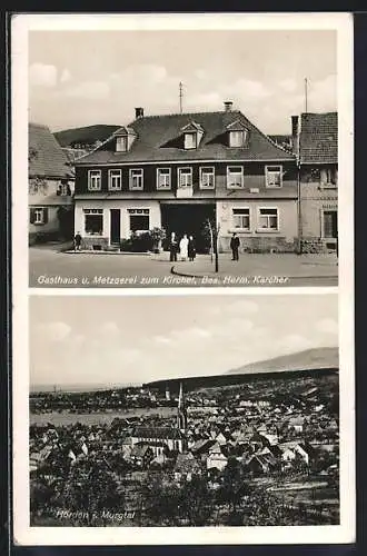 AK Hörden i. Murgtal, Gasthaus zum Kirchel von H. Karcher, Ortsansicht