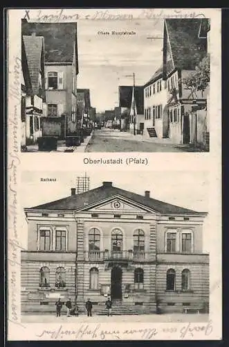 AK Oberlustadt /Pfalz, Obere Hauptstrasse, Rathaus