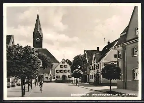 AK Schwabmünchen, Hindenburgstrasse und Platz